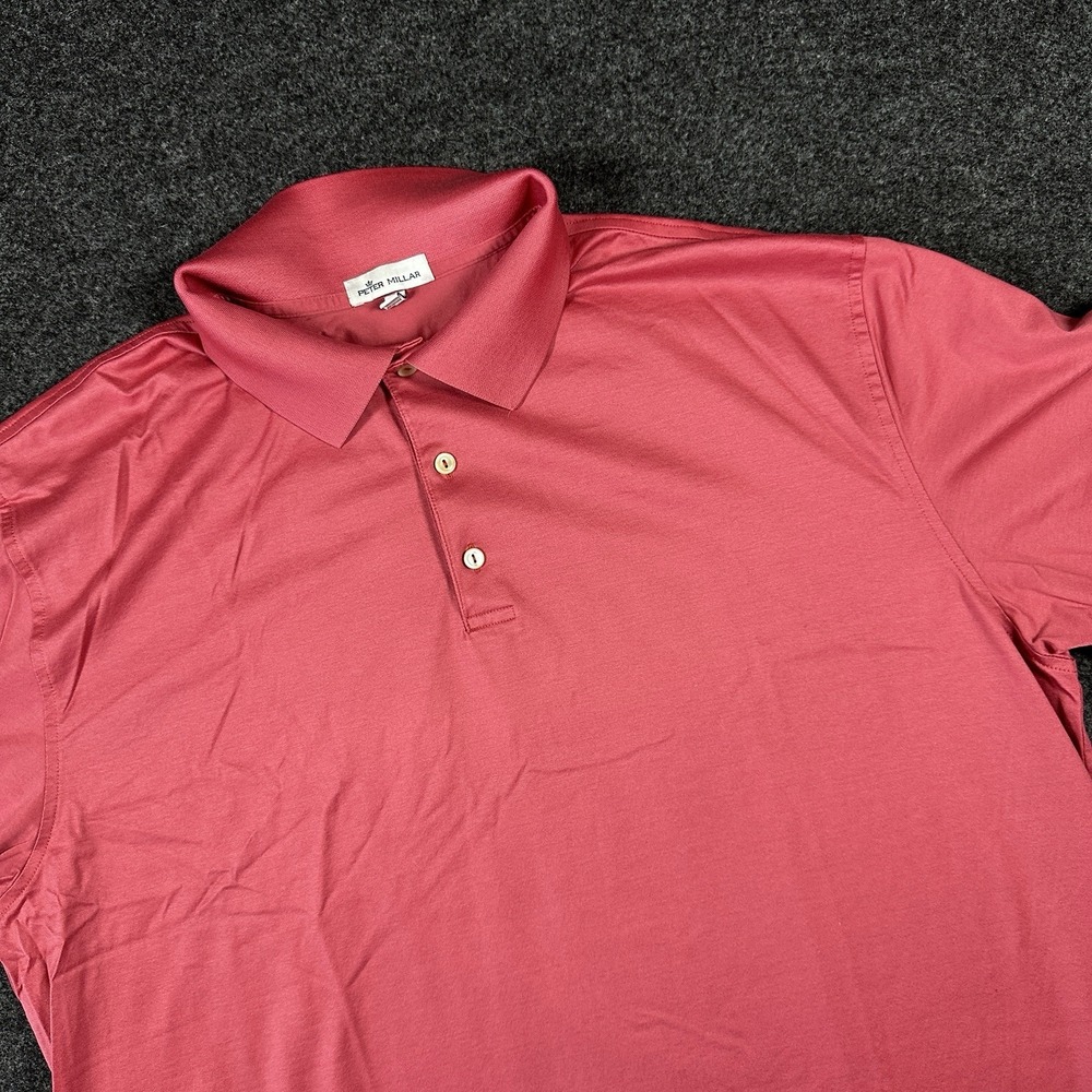 Peter Millar Mens XL Salmon‎ Pink 100% Cotton Short Sleeve Polo Golf Shirt